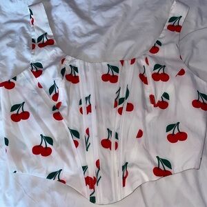 White Cherry Corset Top